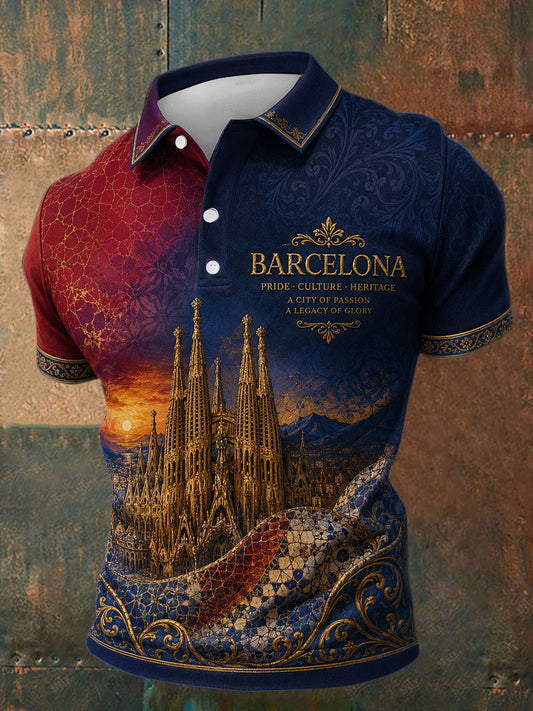 Men's Barcelona Floral Art Printed Casual Tops