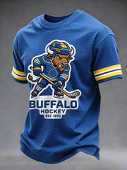Men's Gift For Ice Hockey Fans Print Casual Waffle Tee