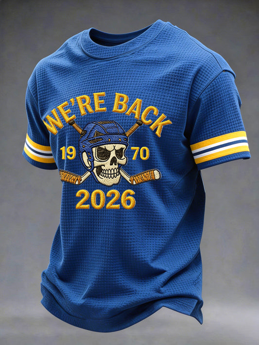 Men's Gift For Ice Hockey Fans Print Casual Waffle Tee