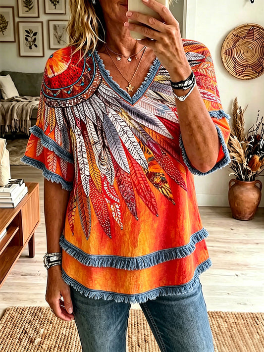 Women's Native Feather Art Tops