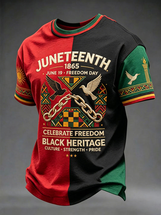 Men's Juneteenth Design Printed T-shirt