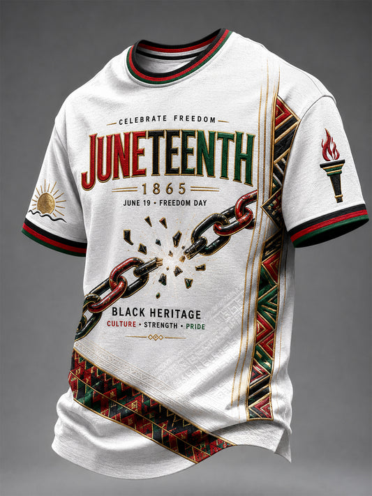 Men's Juneteenth Design Printed T-shirt