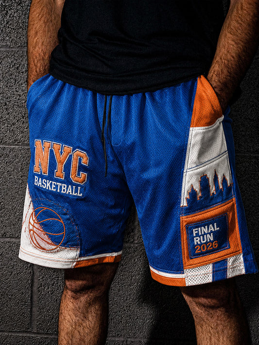 Men's Retro New York City Street Basketball Graphic Shorts