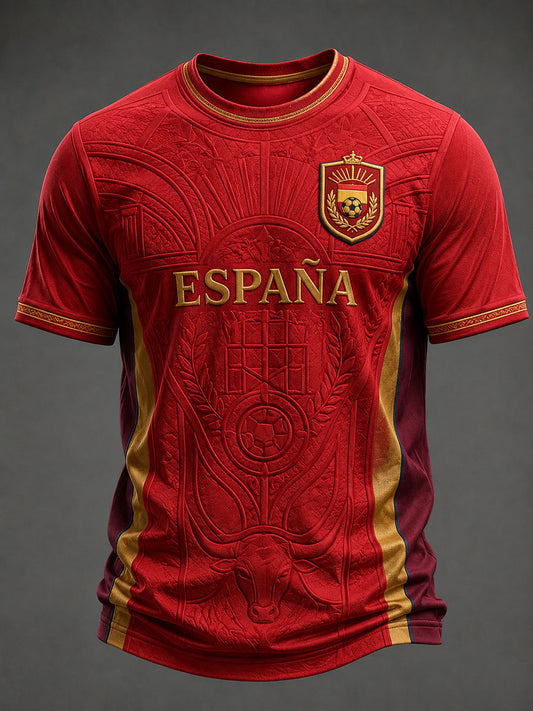 Men's Spanish Football Printed T-shirt