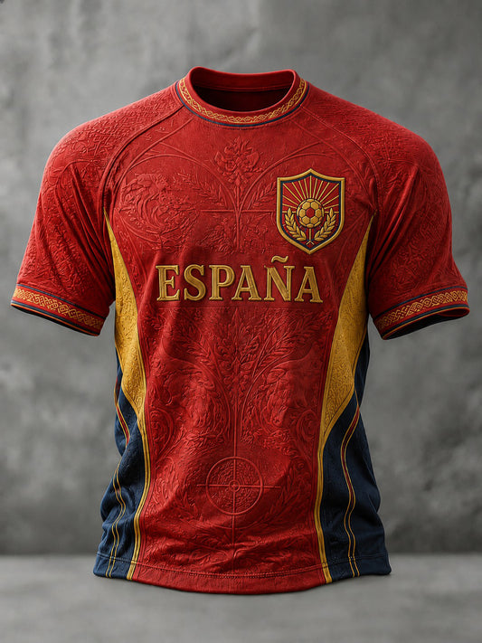 Men's Spanish Football Printed T-shirt