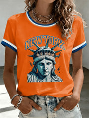 Women's Statue Of Liberty Basketball Short-sleeved T-shirt