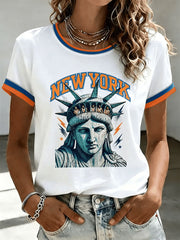Women's Statue Of Liberty Basketball Short-sleeved T-shirt