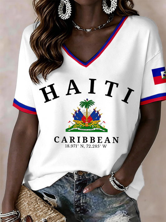 Women's Haiti V-Neck T-Shirt