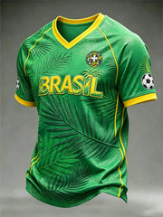 Men's football element plant print casual sports T-shirt