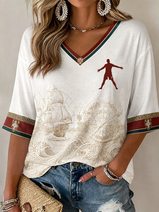 Women's Famous Football Player Print Casual T-Shirt