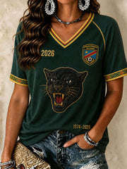 Women's 2026 Democratic Republic of Congo Football V-Neck T-Shirts