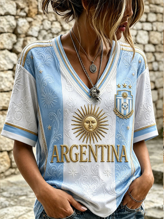 Women's Argentina Football Short-sleeved T-shirt