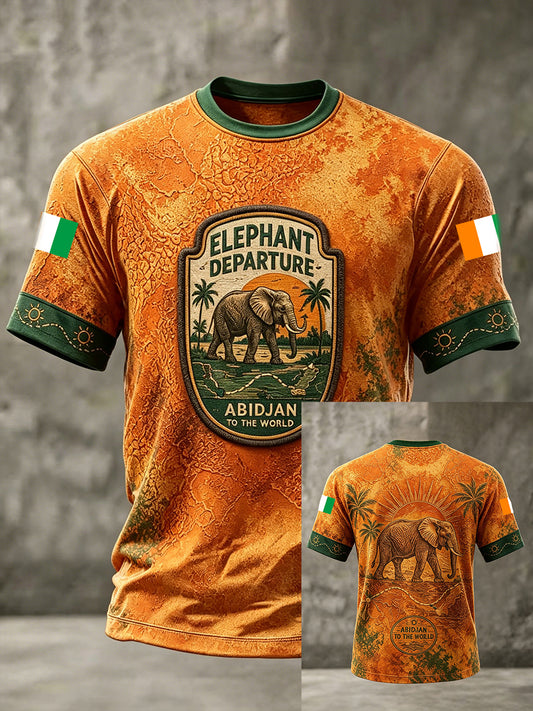 Men's Ivory Coast Elephant Pride Art Printed T-shirt