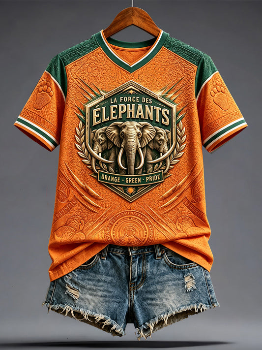 Women's Ivory Coast Elephant Pride Art Printed T-shirt
