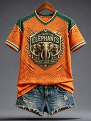 Women's Ivory Coast Elephant Pride Art Printed T-shirt