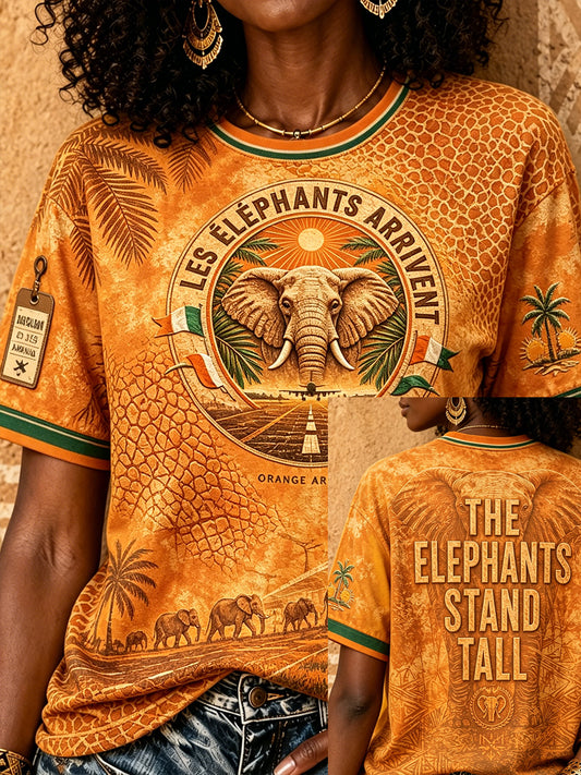 Women's Ivory Coast Elephant Pride Art Printed T-shirt