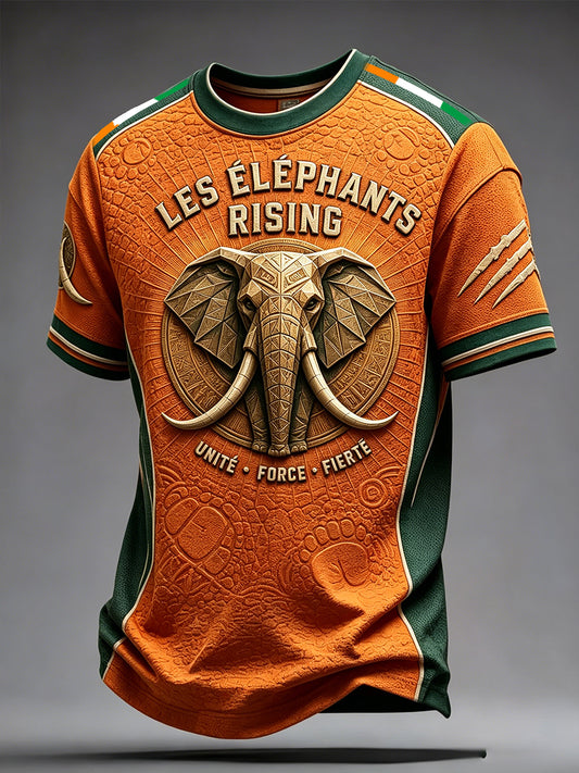 Men's Ivory Coast Elephant Pride Art Printed T-shirt