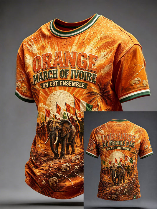 Men's Ivory Coast Elephant Pride Art Printed T-shirt
