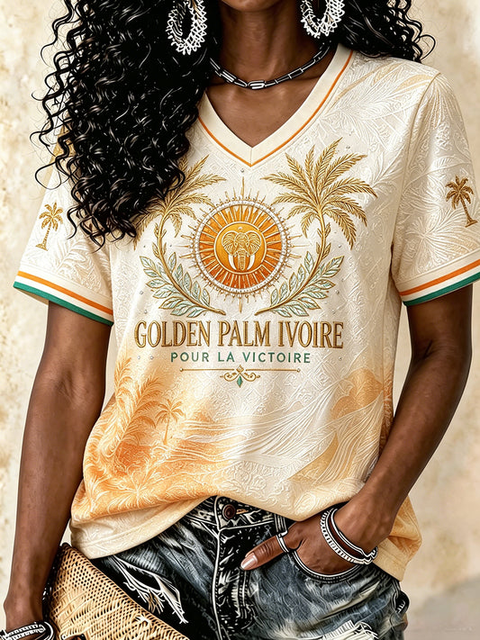 Women's Ivory Coast Elephant Pride Art Printed T-shirt