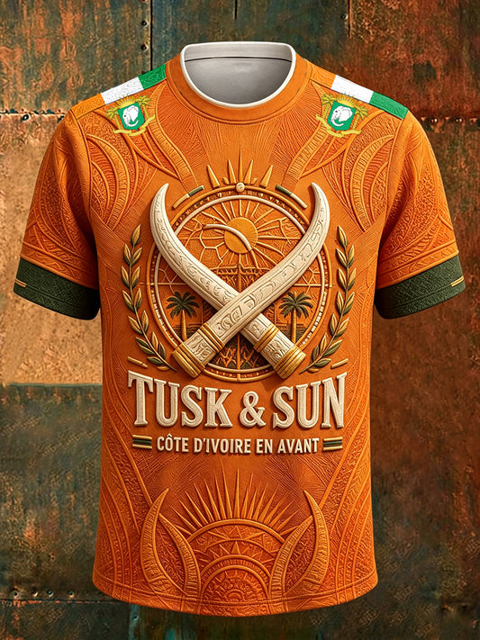 Men's Ivory Coast Elephant Pride Art Printed T-shirt