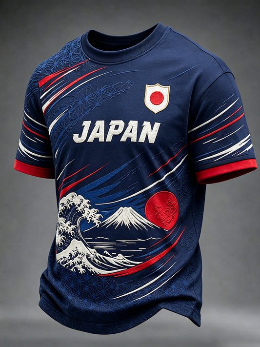 Men's Japan Football Inspired Print Short Sleeves T-shirt