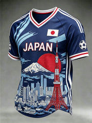 Men's Japanese Art Style Football Element Print Casual Short Sleeves T-shirt