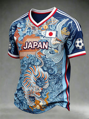 Men's Japanese Art Style Football Element Print Casual Short Sleeves T-shirt
