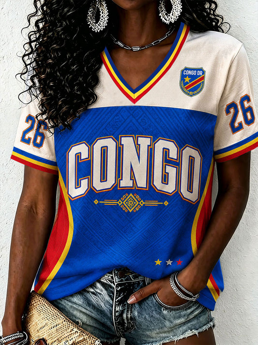 Women's DR Congo V-neck  T-Shirt