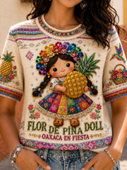 Women's Mexico Guelaguetza Lele Doll Art Printed T-shirt
