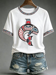 Women's Indigenous Totem Print Casual T-Shirt