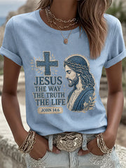 Women's Christian Jesus The Way The Truth The Life Print Casual Tee