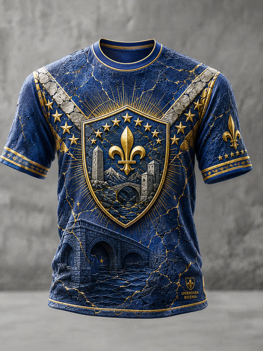Men's Bosnia Football Lover Art Printed T-shirt