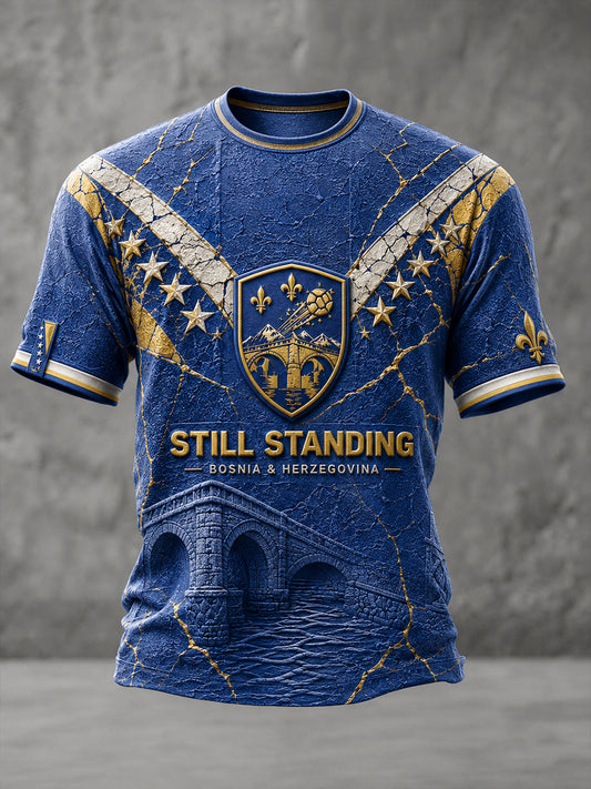 Men's Bosnia Football Lover Art Printed T-shirt