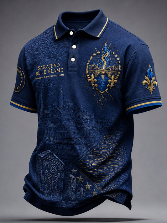 Men's Bosnia Football Lover Art Printed Casual Tops