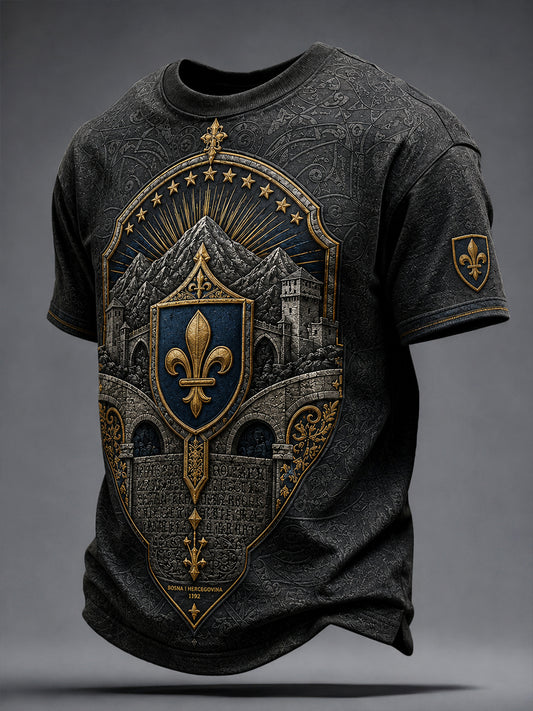 Men's Bosnia Football Lover Art Printed T-shirt