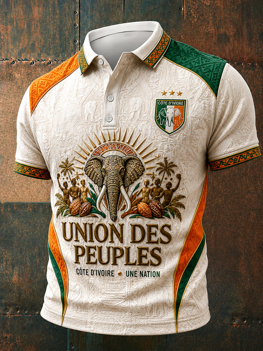 Men's Ivory Coast Pride Elephant Art Printed Casual Tops