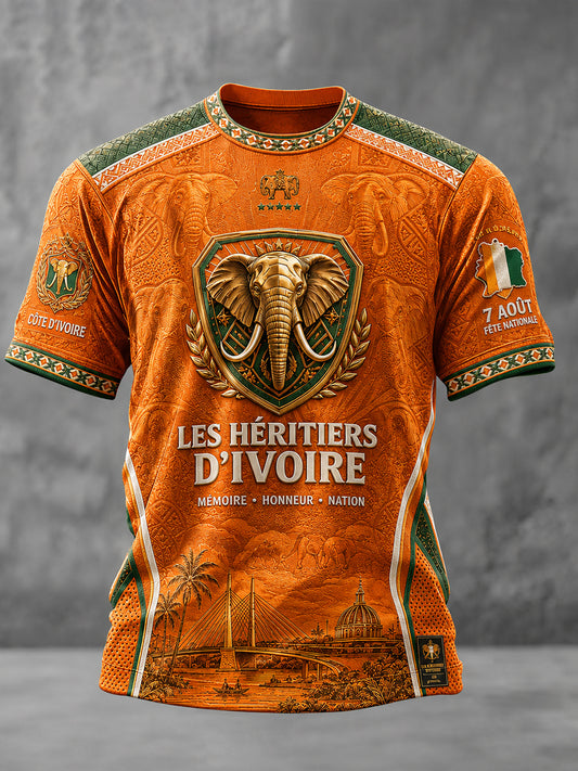 Men's Ivory Coast Pride Elephant Art Printed T-shirt