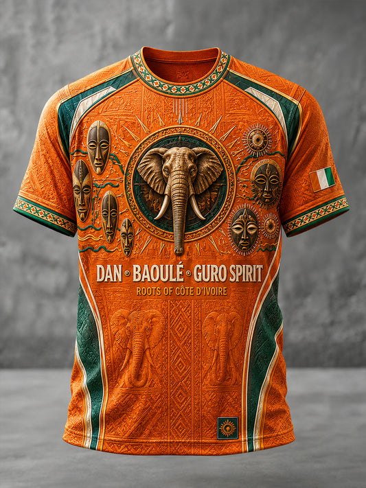 Men's Ivory Coast Pride Elephant Art Printed T-shirt