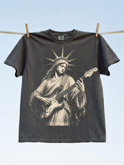 Women's The Statue Of Liberty Playing The Guitar Short-sleeved T-shirt