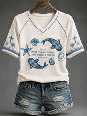 Women's “When You Go Through Deep Waters I Will Be With You-Isaiah 43:2” Faith Casual T-shirt