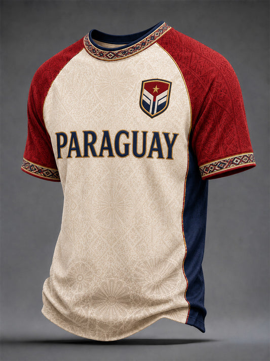 Men's Gift For Paraguay Football Fans Print Casual Tee