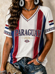Women's 2026 Paraguay Football Style T-shirt