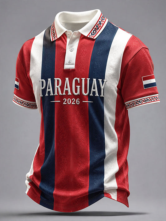 Men's 2026 Paraguay Football Style T-shirt Polo Shirt