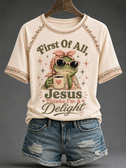 Women's 'Jesus Thinks I'm A Delight' Printed Casual T-Shirt