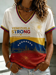 Women's VENEZUELA Printed V-neck T-shirt
