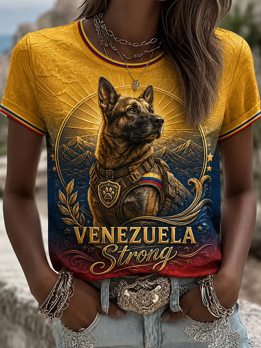 Women's K9 Rescue Venezuela Strong Printed T-shirt