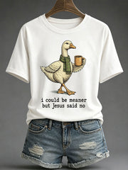 Women's 'I Could Be Meaner But Jesus Said No' Printed Casual T-Shirt