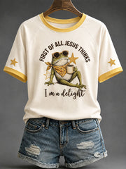Women's“First Of All Jesus Thinks I’m A Delingt” Faith Casual T-shirt