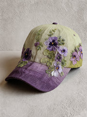 Unisex Alzheimer's Awareness Support Purple Floral Art Design Print Hat