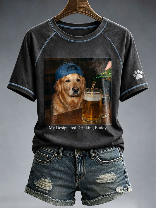 Women's My Designated Drinking Buddy Golden Retriever T-Shirt